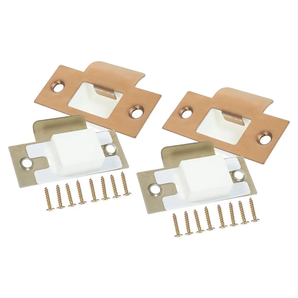 4Sets Door Lock Accessories Stainless Steel Deadbolt Strike Plates Reinforcement Plate Covers Exterior Door Security Repair Kit