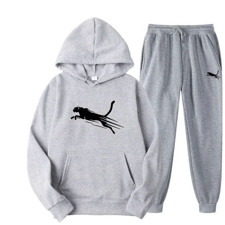

Men's hoodie set, autumn and winter fashionable sweatpants set, two-piece set, hooded sweatshirt, outdoor fashionable and comfor