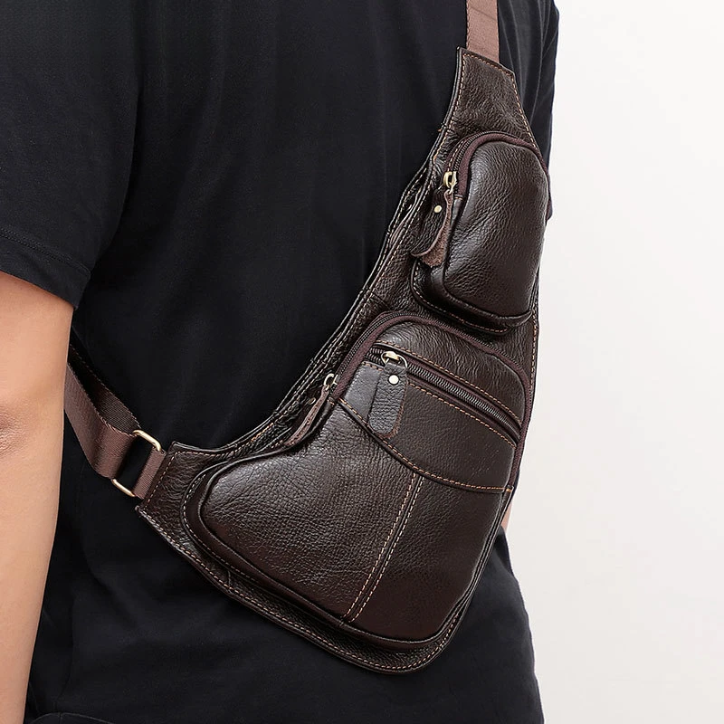 

Новая мужская нагрудная сумка из коровьей кожи, мужская треугольная спортивная сумка на плечо, повседневная мужская сумка через плечо