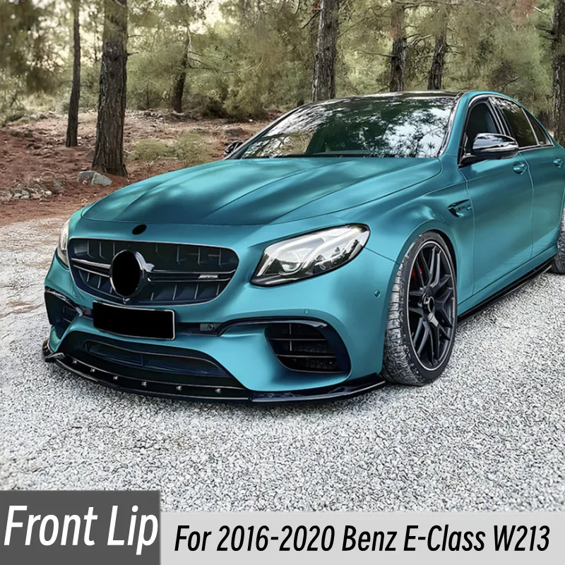 For Mercedes Benz E-Class W213 E63 AMG 2016-2020 Black Carbon Car Front Bumper Lip Splitter Diffuser Body Kit Spoiler Trim