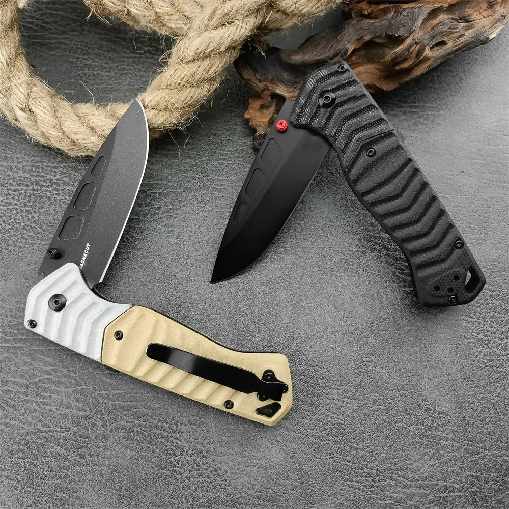 BM 593BK-01 PSK Personal Tactical Folding Knife D2 Cerakote Drop Point Blade Milled G10 Handle Camping Hunting EDC Multitool