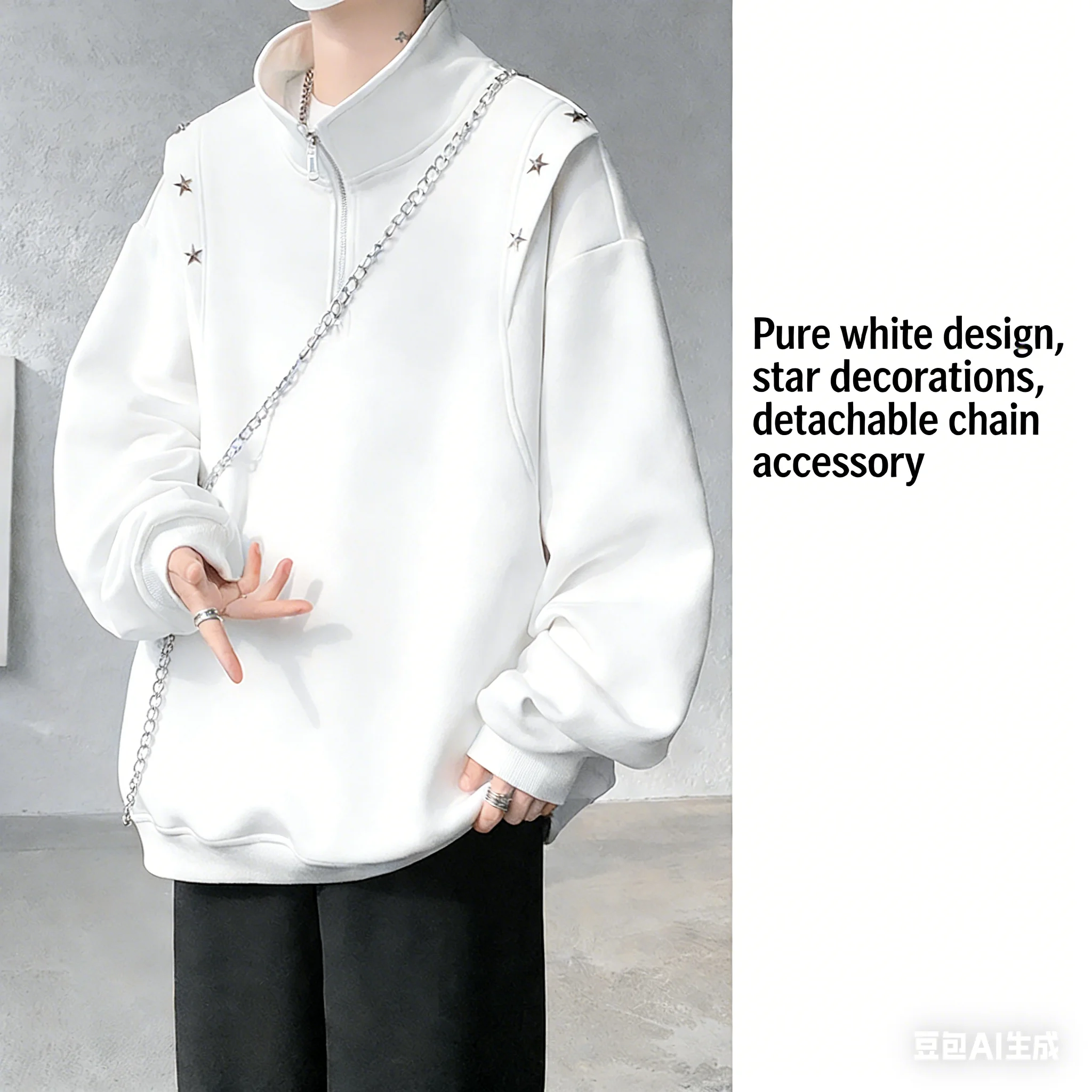 

Hip-hop brand half-zip hoodie for men, 2026 spring/autumn new style, versatile base layer shirt, high street loose and cool styl