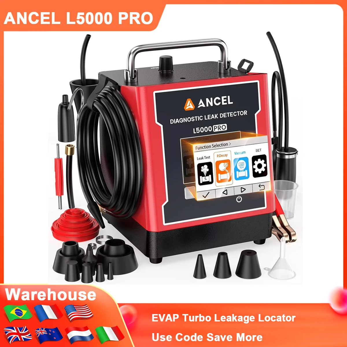 Car Smoke Leak Machine EVAP Turbo Leakage Locator ANCEL L5000 PRO Automotive Pipe Oil Leakage Pressure Decay Test Built-in Pump