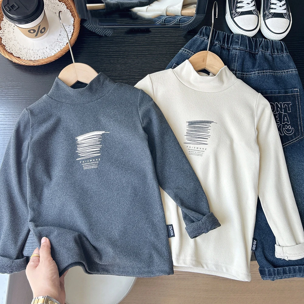 

UNITIM Kids Baby Boy shirt Letter Printed Thicken Warm Toddler Boys Pullovers Tops New Winter Casual Infant Boys Sweatshirt