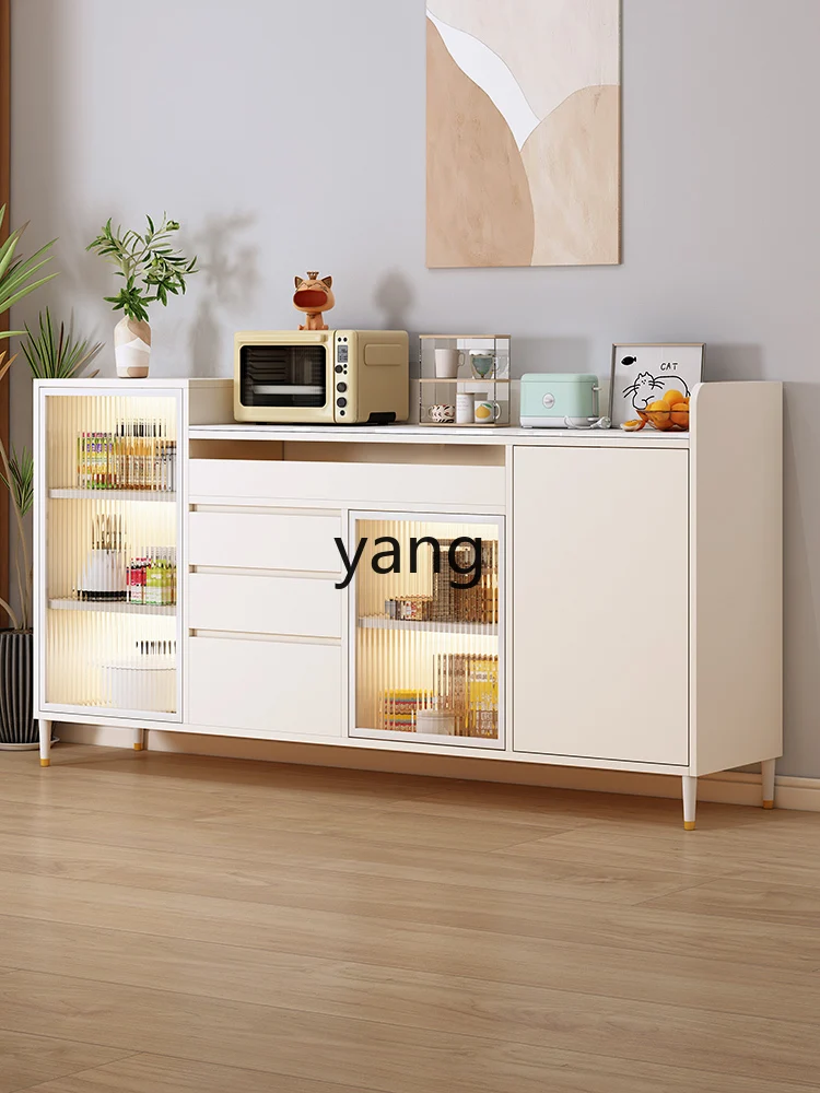 Yjq Dining Side Modern Kitchen Cabinet Bowl Storage Integrated Wall Storage Solid Wood Tea and Wine Cabinet Living Room