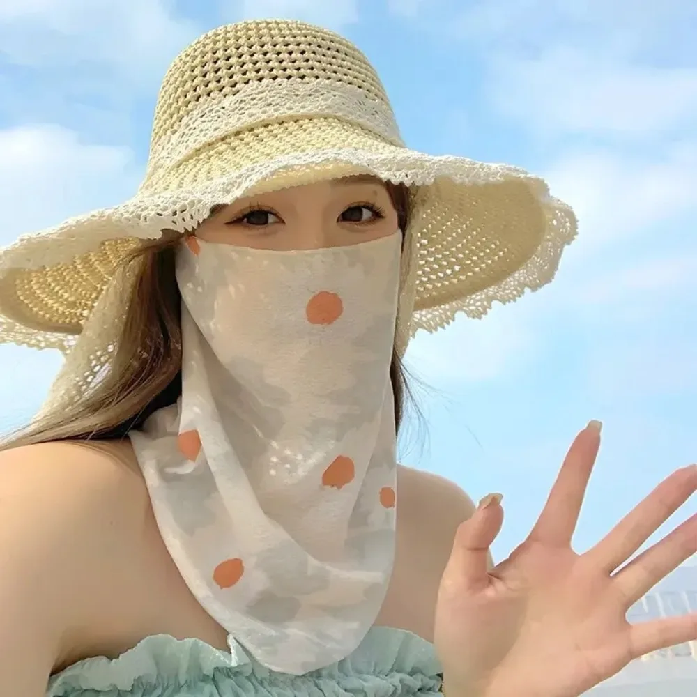 Breathable Women Mask Scarf Thin Cooling Sun Protection Face Mask Floral Printed Neck Gaiter Scarf for Summer Outdoor Sports