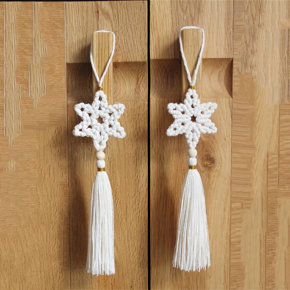 Bohemian style hand-woven cotton thread pendant, star-shaped tassel wall hanging, car hanging, five-pointed star wall decoration