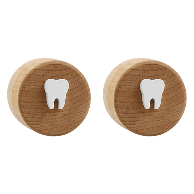 2 Piece Tooth Fairy Box Baby Tooth Box Fairy Keepsake Box Wooden Souvenir Dropped Tooth Cute Lost Tooth Holder Tooth Fairy