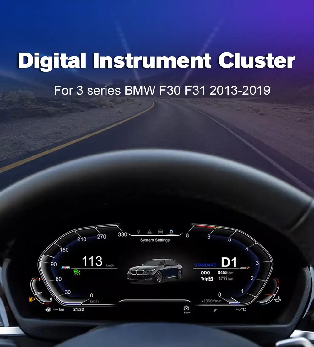 Upgrade LCD Digital Cluster Speedometer Instrument with Carplay Multi-language OSD 12V/24V Marine for 3 Series F30/F31