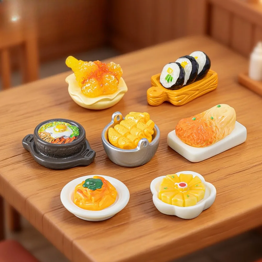 Realistic Mini Stone Pot Bibimbap Korean Cuisine Food Playset DIY Micro Scene Craft Decor Doll House Mini Ornament