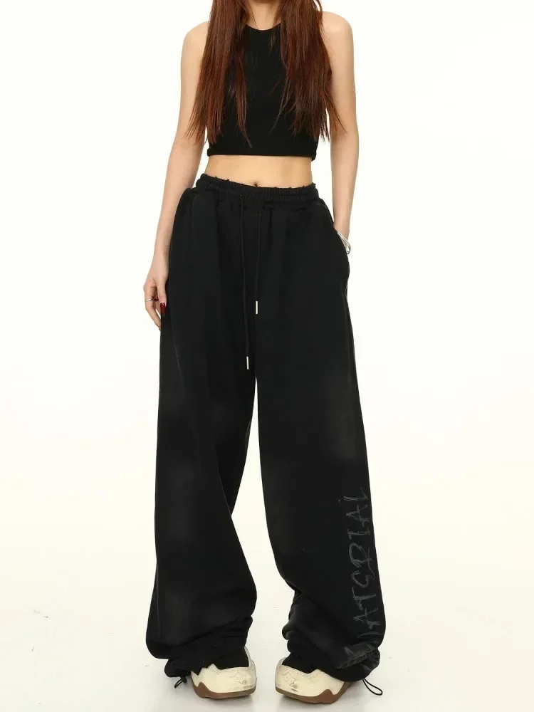 HOUZHOU VintageถังขยะY2k 2000S Sweatpants Baggyผู้หญิงHarajukuเกาหลีสไตล์ขนาดใหญ่กางเกงGrunge StreetwearกางเกงHip Hop