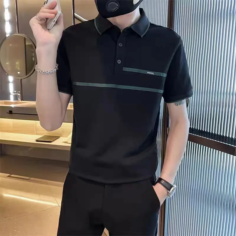 

2026 New Men's Slim Fit Polo Shirt Summer Short Sleeve Breathable Trendy Casual Business Tops