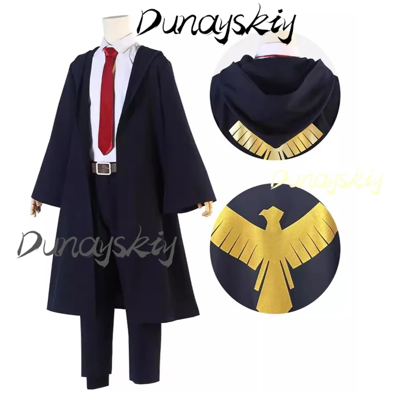Anime Mashle Magic and Muscles Cosplay Costume Wig Magic Academy Uniform Blue Robe Wig Shirt Tie For Women Men Customized Props