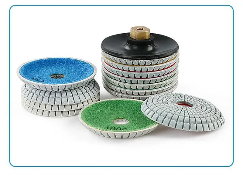7-teiliges 4" 100mm Konvex-Polierpad-Set, Nass-Schleifscheiben in Schalenform für Granit, Stein, Beton, Marmor mit Gummiunterlage – Detail 10