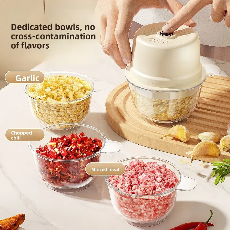 

Electric Garlic Chopper Mincer Meat Grinder Kitchen Automatic Garlic Press Masher Tool