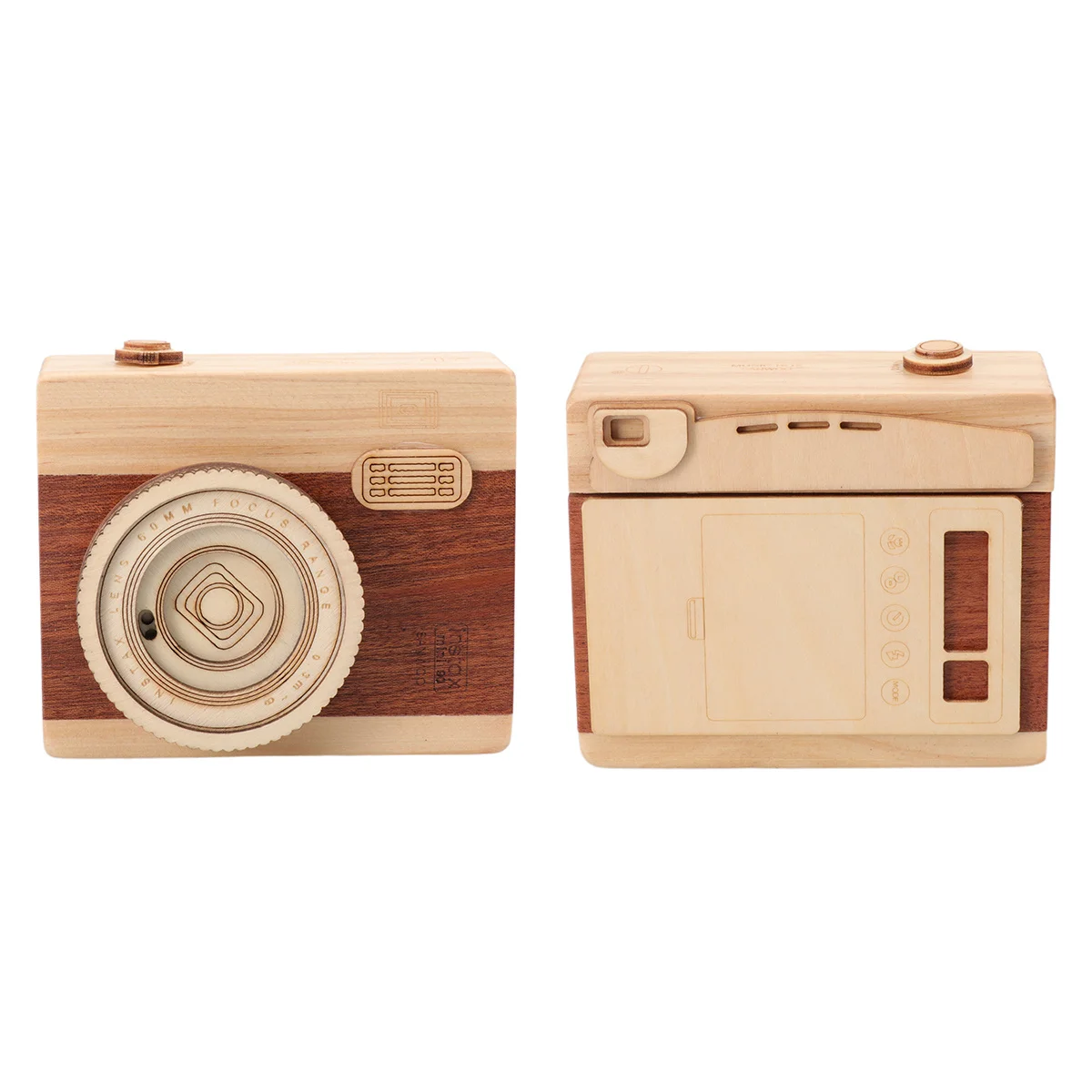 

Camera Shape Wooden Music Box with Music Playback Lightweight Portable Decor Item Exquisite Craftsmanship for Home Desk Office