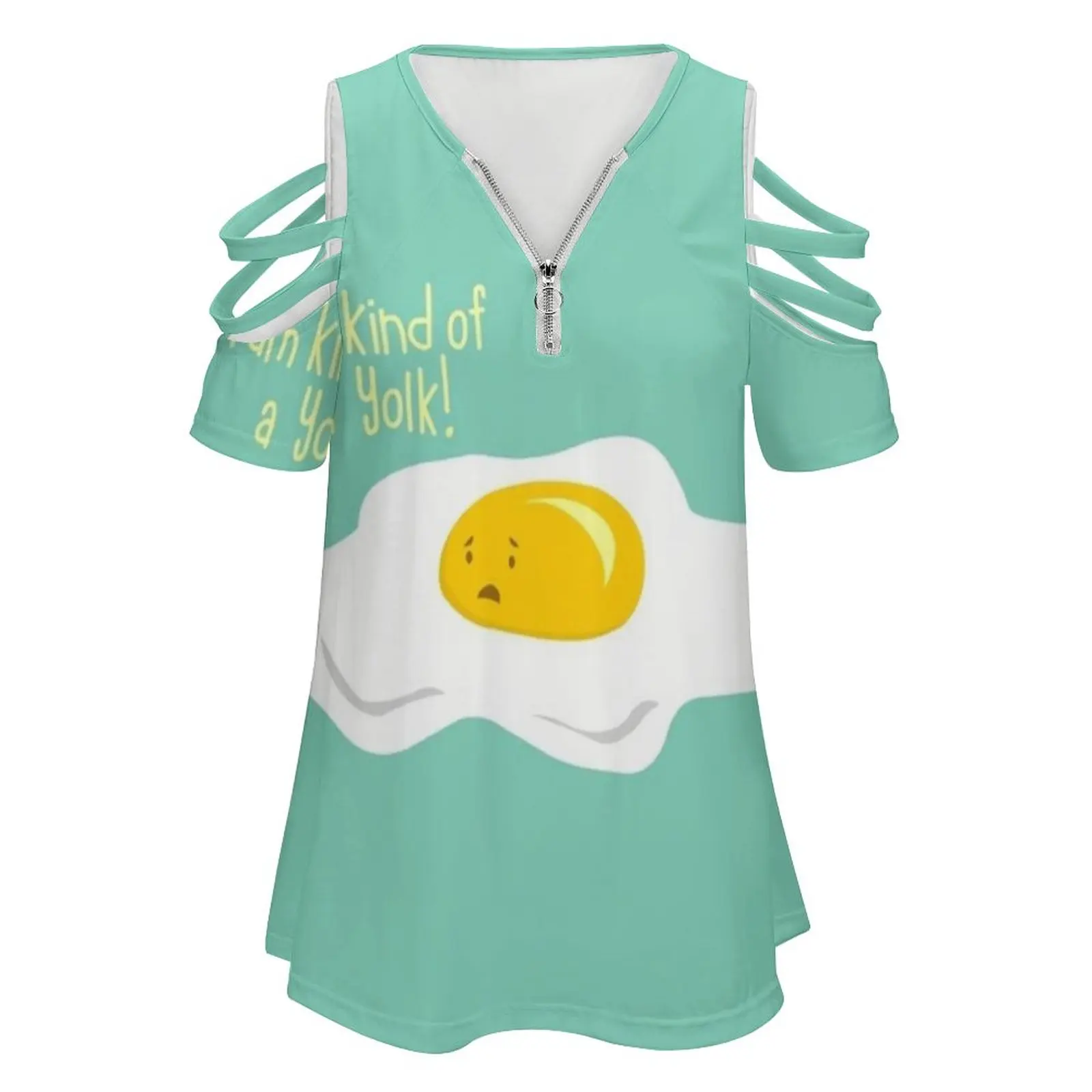 Egg-Sactly! Fashion Print Women Ladies Girls T-Shirt Harajuku Round Neck Short Sleeve Tops & Tees Egg Food Humor Cartoon Yolk