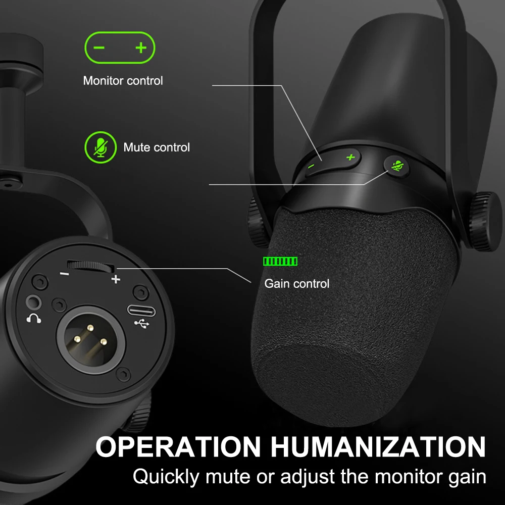 Imagem -04 - Xlr Usb Microfone Dinâmico Kit Computador Live Streaming Gravação Karaoke Entrevista Jogo Microfone Profissional em 1