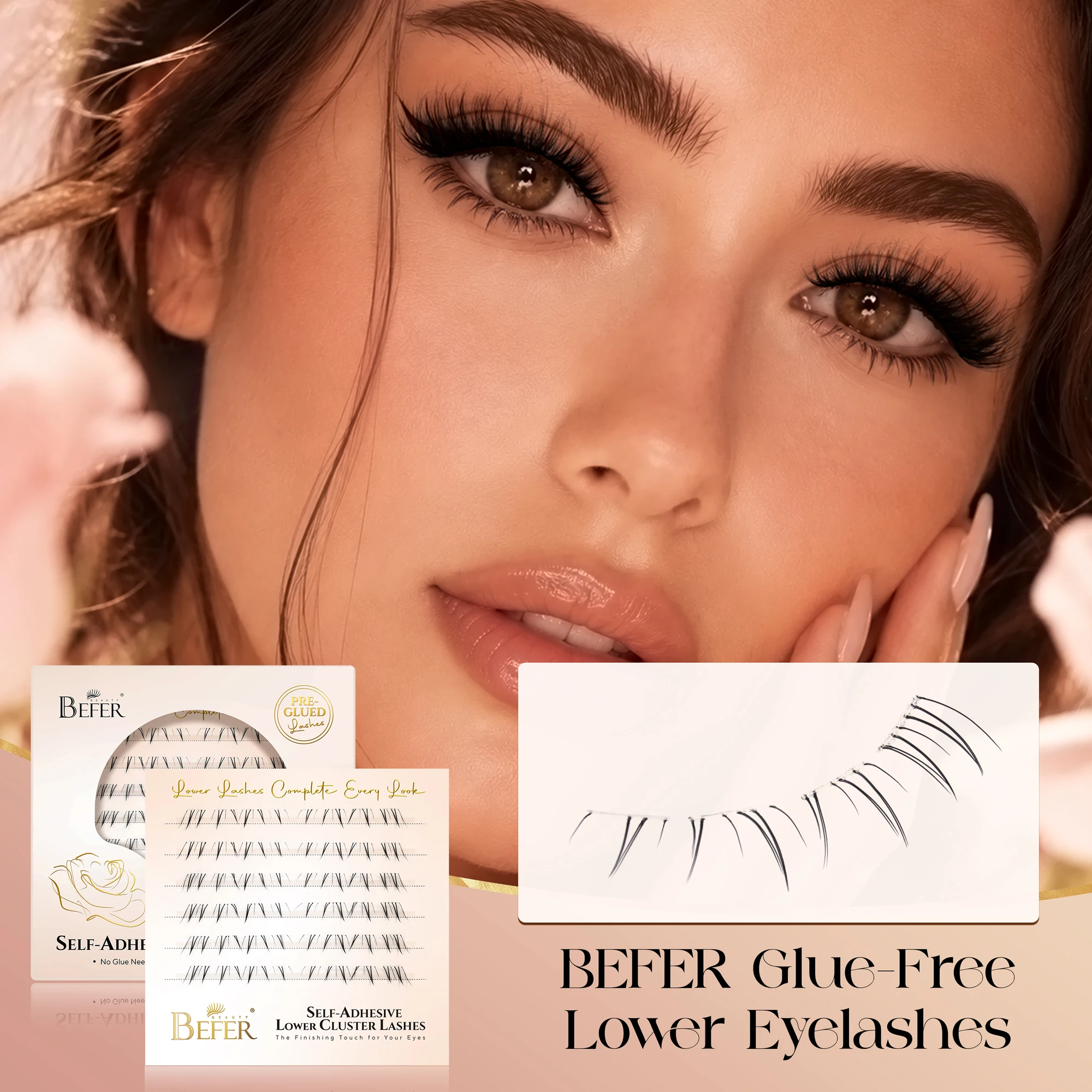 Anime Cosplay Lashes - Befer Yapıştırıcı Gerektirmeyen Alt Kirpikler Doğal