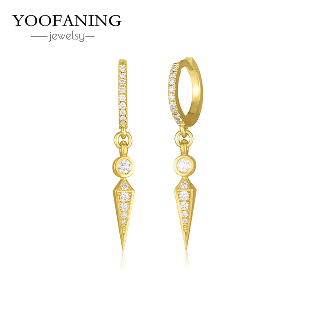 925 Sterling Silver Ear Needle High-end Retro Diamond Pointed Micro Zircon Pendant Earrings Elegant Earring Wedding Jewelry Gift