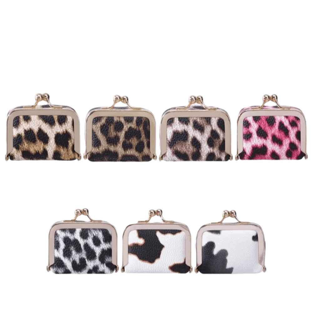 Einfache Geldbörse mit Leopardenmuster und Klickverschluss, quadratisch, aus PU-Leder, Schmucktasche, Mini-Geldbörse, Tasche für kleine Gegenstände, Schlüssel, Lippenstifte – Detail 2