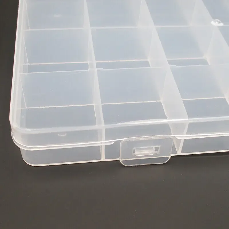 24 Grid Rectangle Plastic Jewelry Box Compartment Storage Box Case Jewelry Earring Bead Craft Display Container Organizer