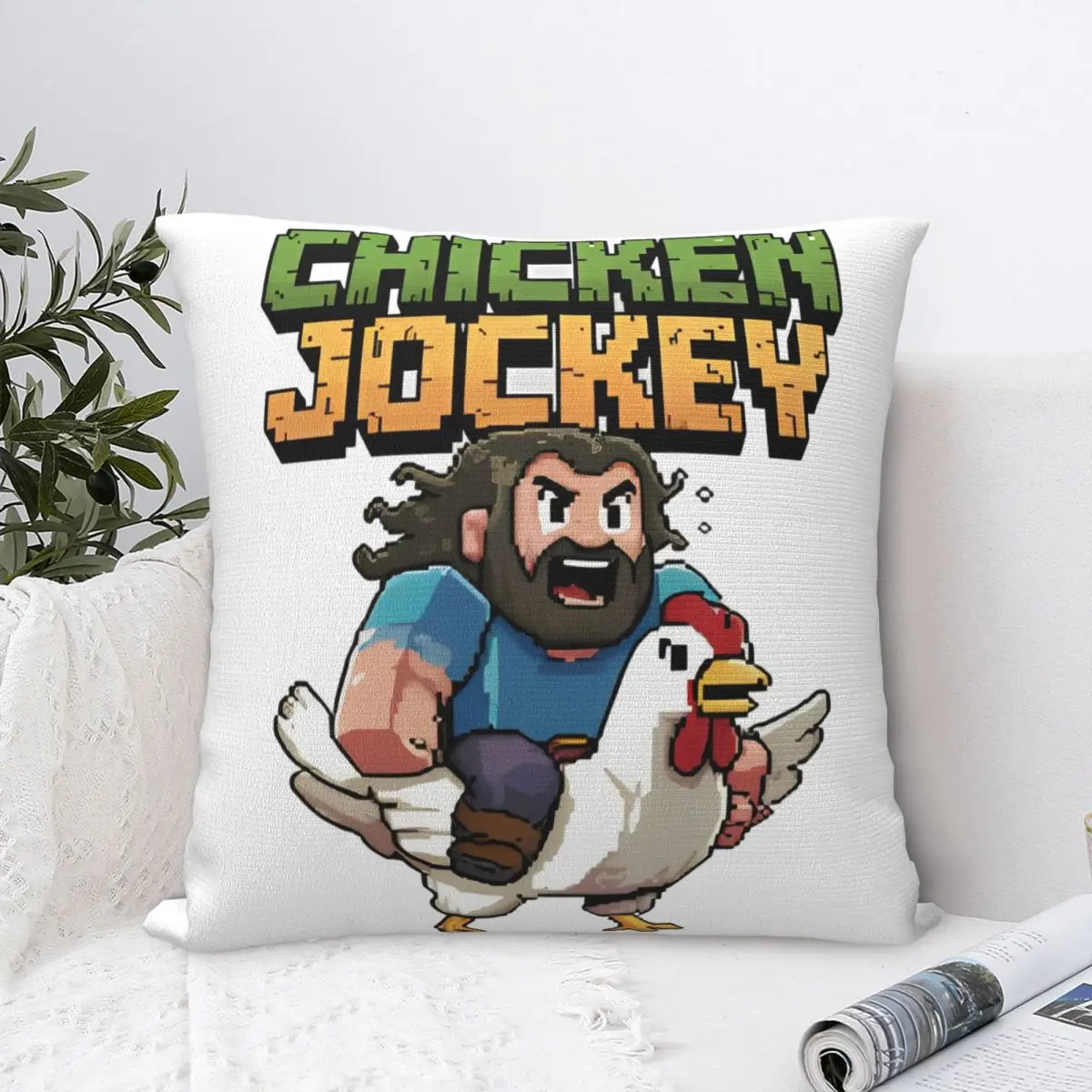 Chicken Jockey Square Pillowcases Polyester Home Cushion Case Cool Throw Pillow Case 45*45