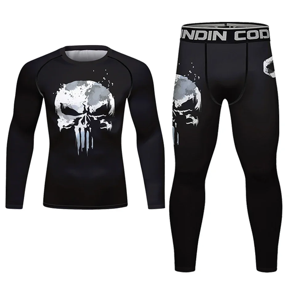 Conjunto de corrida de compressão dos homens esporte terno boxe treino mma shorts rashguard treinamento roupas esportivas ginásio treino roupas fitness