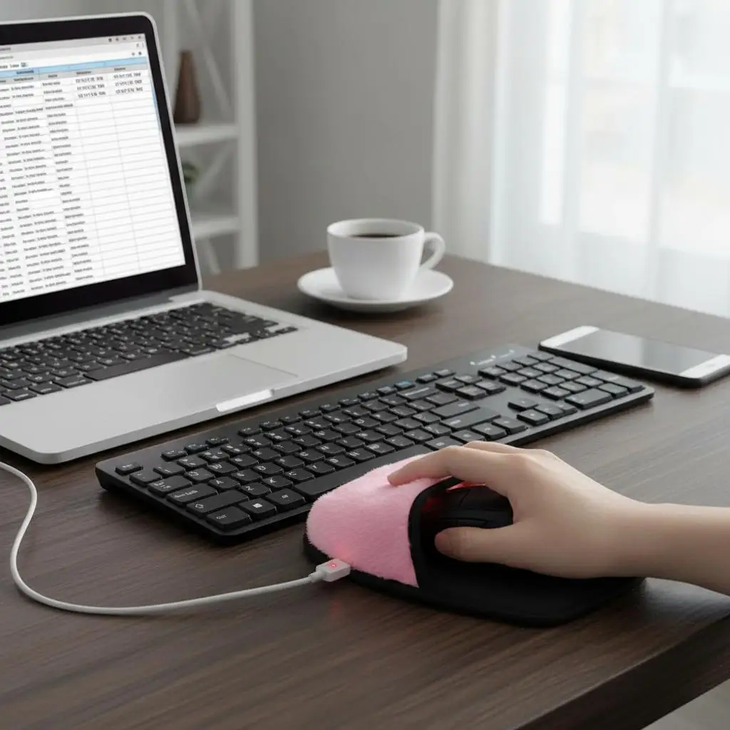 

Winter Usb Heated Hand Warmer Mouse Cover Heat-insulating Mouse Pad Typing Hand Warmer Christmas Gift For Home Work Office Desk