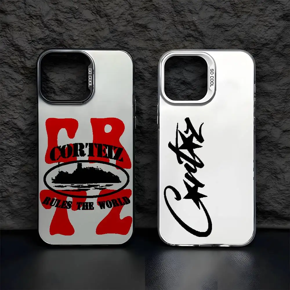 Funda de teléfono para iPhone 17 16e 16 15 14 13 12 11 Pro Max X XR XSMAX 8 7 Air Plus lujo C-C-Cortiezs anticaída cubierta trasera mate