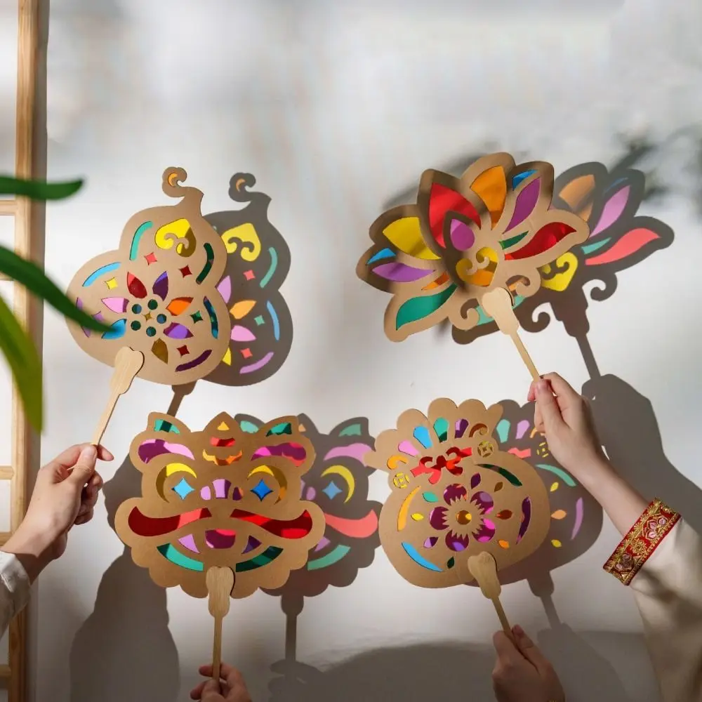 Handmade Light and Shadow Fan Eco-friendly DIY Material Kit Handheld Fan Color Enlightenment Mid-Autumn Festival Fan