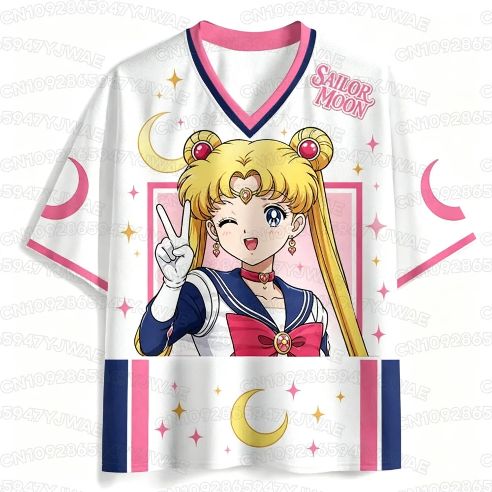 Sommer-T-Shirt mit kurzen Ärmeln für Damen und Herren, lässiges Sailor-Moon-Trikot, beliebtes Anime-Fan-T-Shirt, Unisex-Oberteile, Y2K-Trikot-Oberteile. – Detail 8