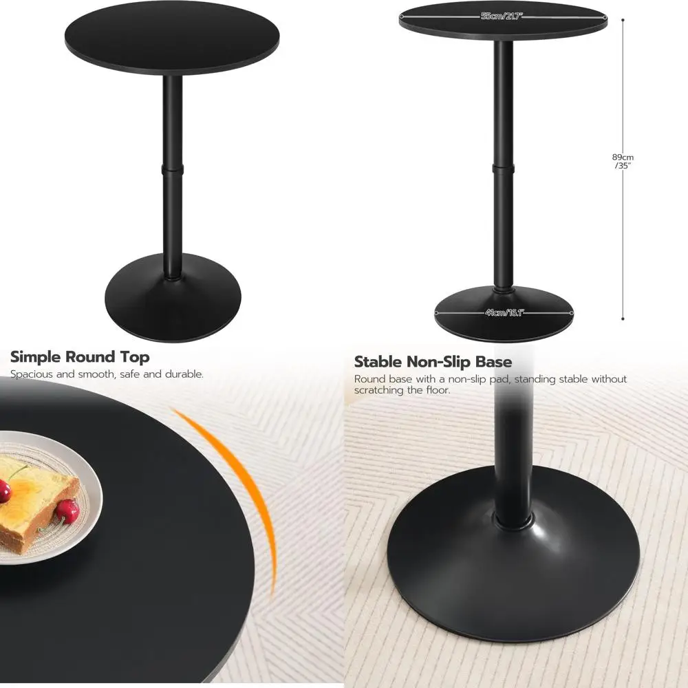 

HOOBRO Round Bar Table, 35 Tall Pub Table, with Non-Slip Base for Narrow Space, Bar Height Table for Kitchen, Easy to Assemble,