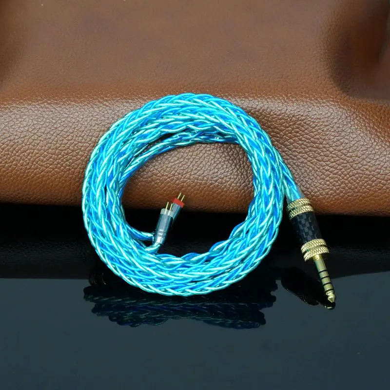 XINHS S33 8-core 7NOCC Berlapis Emas, Berlapis Perak, Kabel Earphone HIFI Paladium