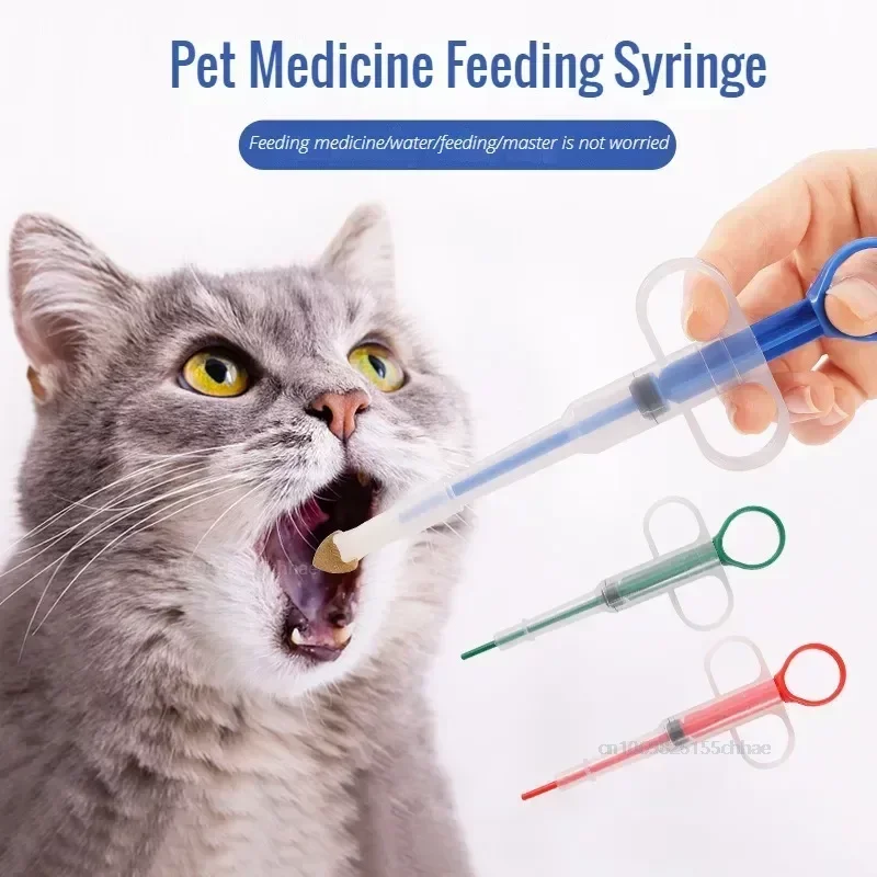 1 Set Pet Pills Applicator Cat Dogs Syringe Medicine Water Milk Feeder Insect Repellent Supplies Can Clip Pills Pet Water Feeder