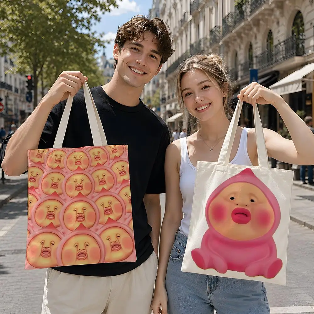Cartoon Cute K-Kobitos Character Art Storage Bags Reusable Canvas Tote Suitable for School Class Commuting Shopping as Gifts