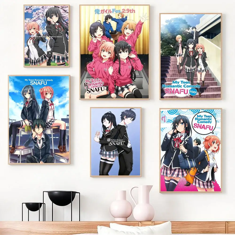 anime Oregairu Poster Poster HD Frameless Creamy Style Home Decor Wall Art for Living Room Bedroom Gift