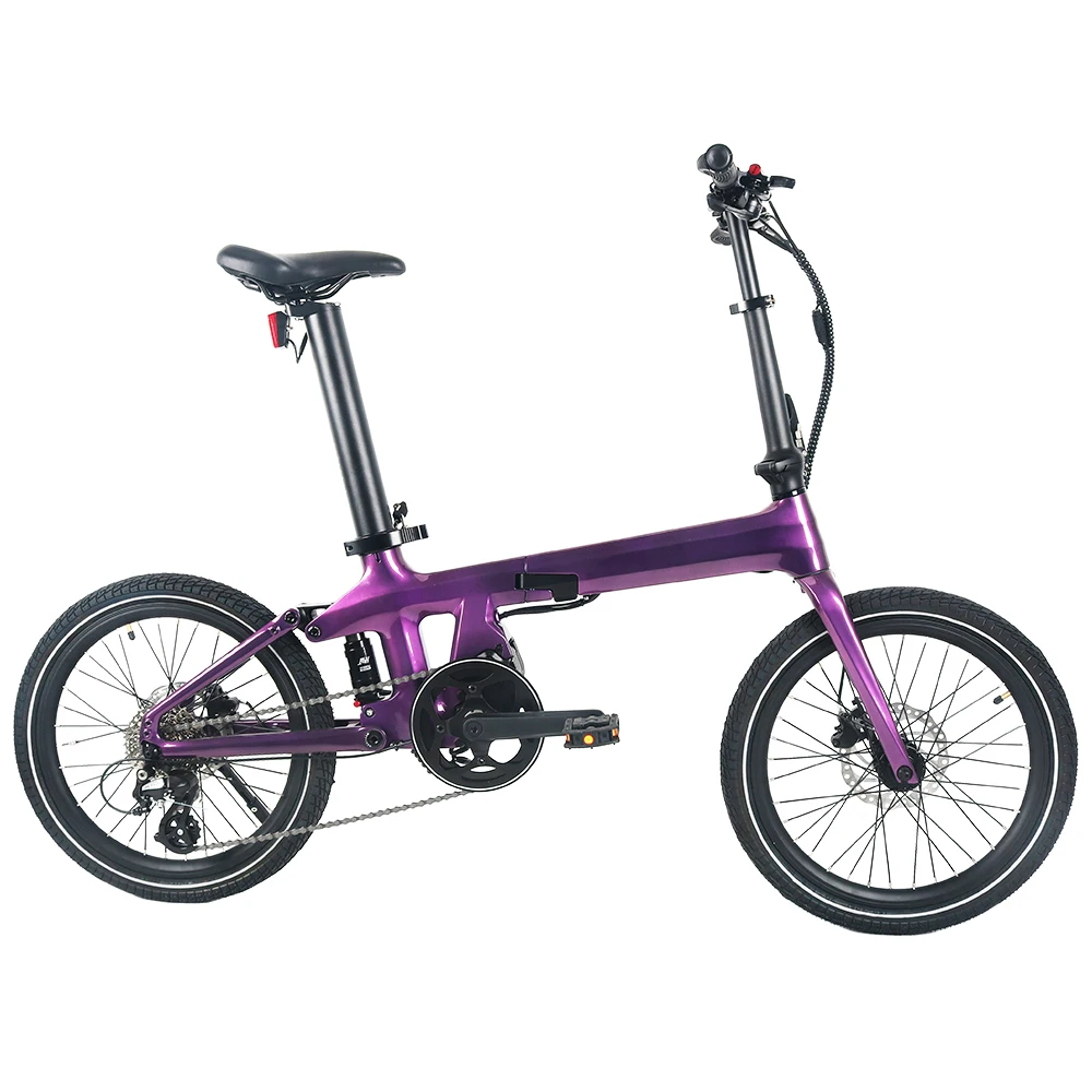 Carbon Folding Commuter E-Bike with Mid Drive 7-Speed Integrated Lithium Battery LCD Smart Panel 250W