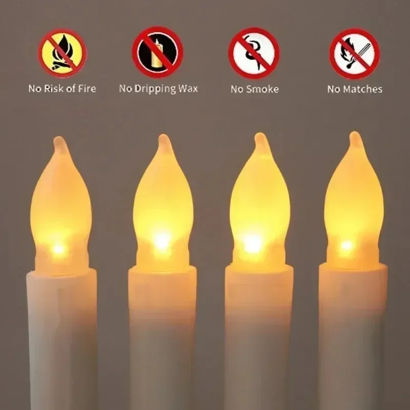 12/1pcs LED Flameless Candles Light Long Battery Operated Electronic Candle Light Wedding Party Valentine's Day Birthday Decor