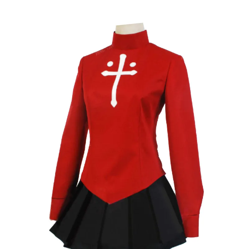 Fate Stay Night Tohsaka Rin Cosplay Costume pour femme, rouge, noir, ensemble jupe, carnaval, ply imbibé, jouer, robes d'Halloween