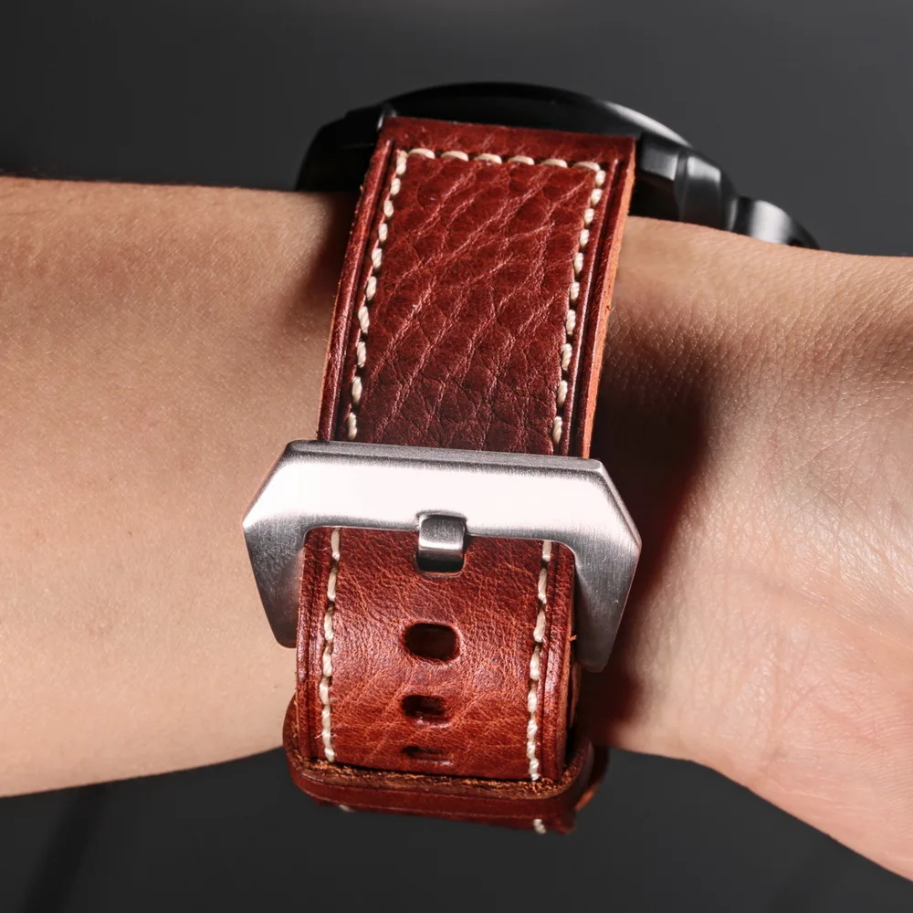 HEMSUT Italy Geunine Leather Watch Band 20 22 24 26MM Retro Vintage Handmade Cowhide Watch Straps For Men Women