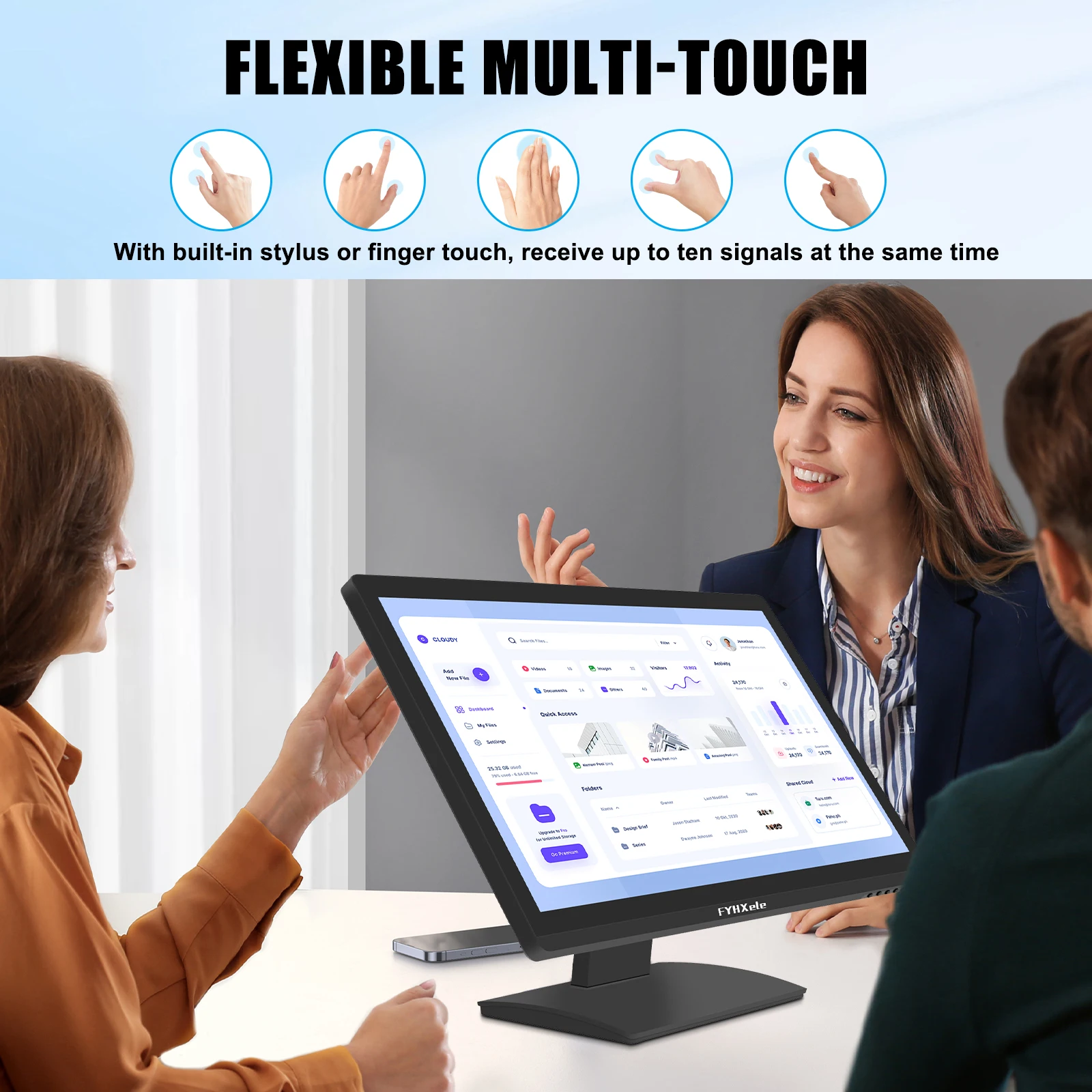 FYHXele 24 Inch Computer Monitor FHD 1080P IPS 100Hz Office PC Monitor HDMI DP Frameless VESA Mountable Built-in Speakers