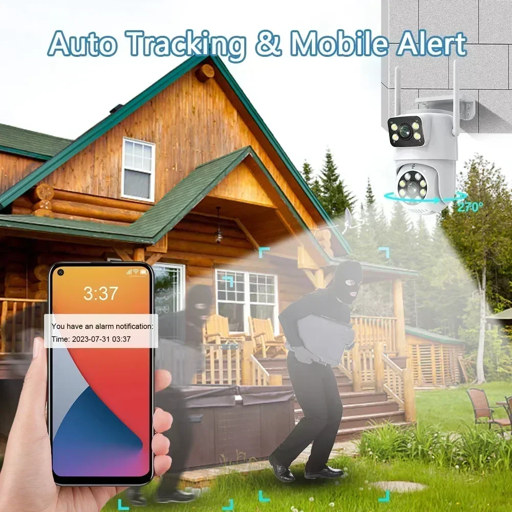 4K 8MP Tuya Dual Lens PTZ WIFI Camera Full HD Dual Screen Ai Human Auto Tracking Outdoor 4MP Security Video Surveillance Camera
