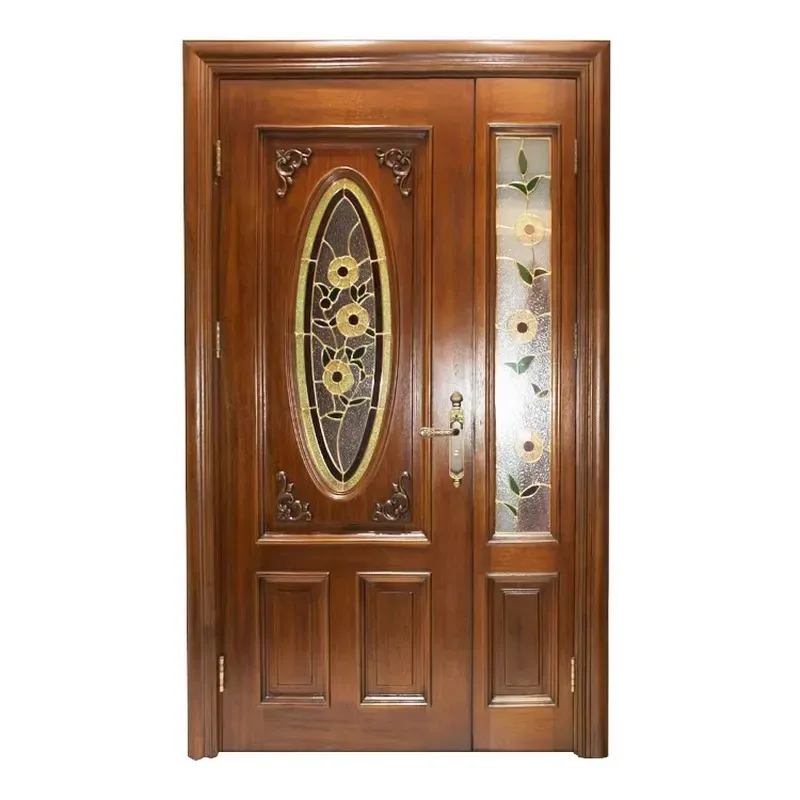 Chinese Wooden Door  with One Side Door Teak Wooden Door Designed for Houses
