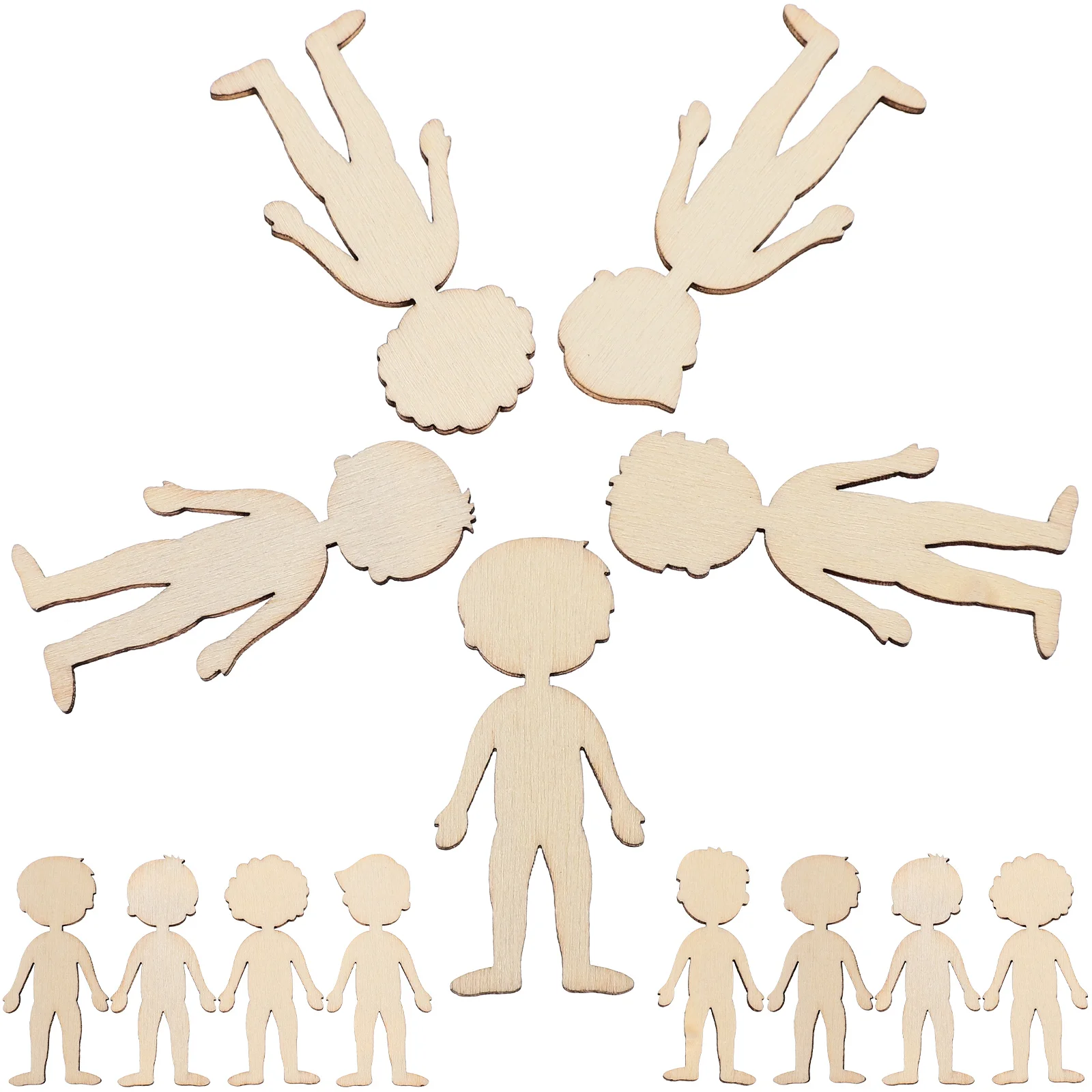 

50 Pcs Hand-painted Figure Cutouts Crafts Unfinished Wood Wooden Graffiti Chips