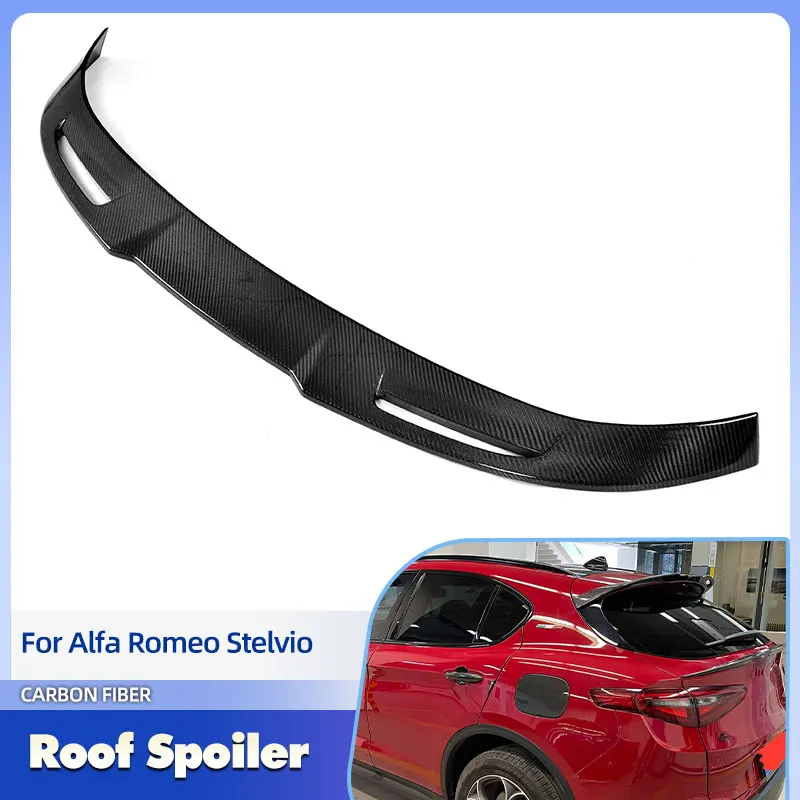 

Car Rear Roof Spoiler Wings Carbon Fiber for Alfa Romeo Stelvio Base Sport Ulitity 4-Door 2017 2018 Window Spoiler Wing Lip FRP