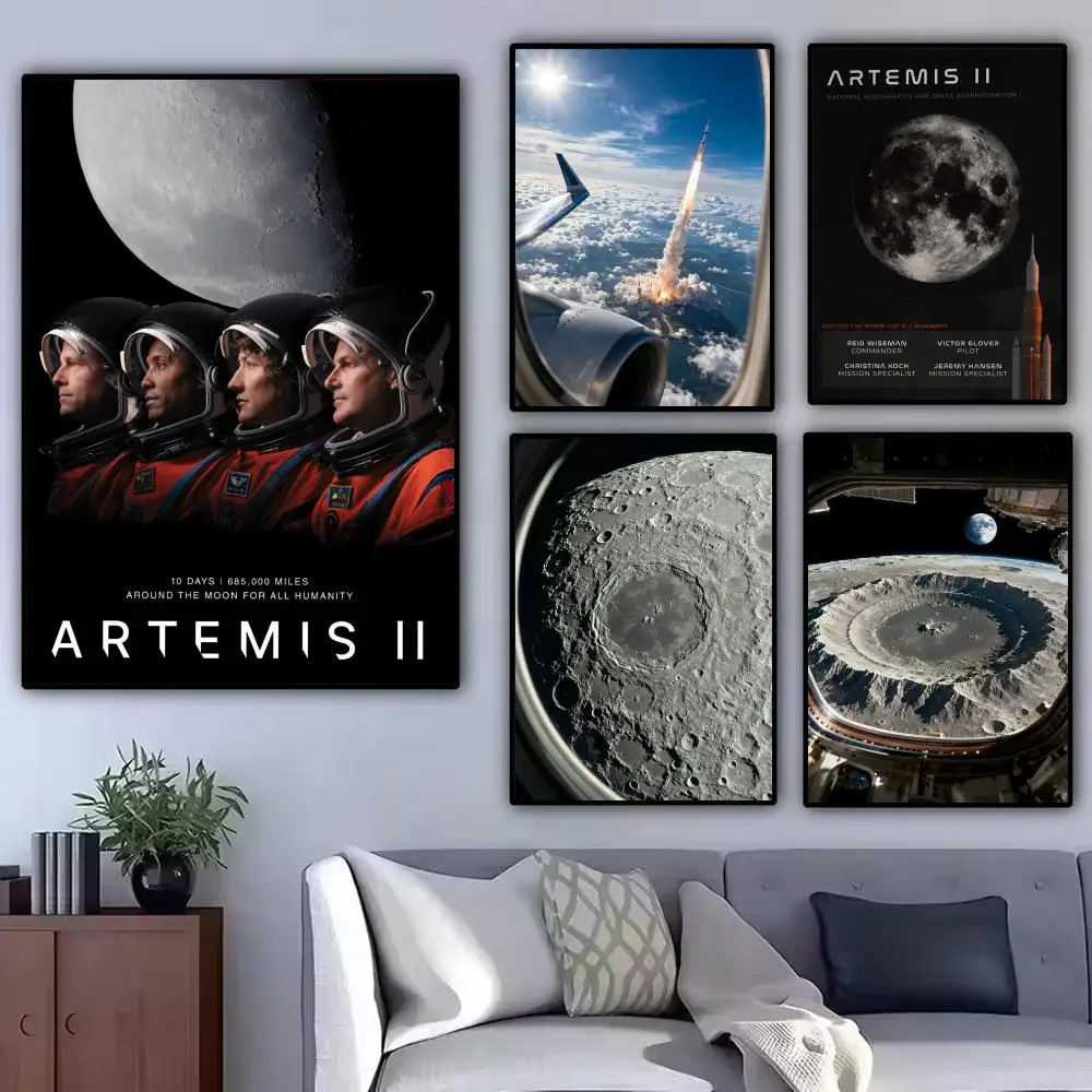 Artemis Rocket Launch Space Painting Calligraphy Modern Canvas Poster Wall Art Aesthetic Bedroom Decor for Cafe Home Gift