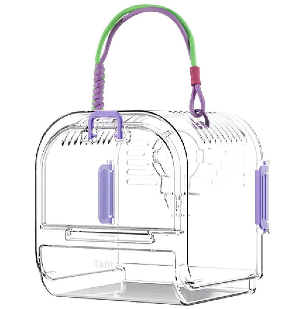 Parrot Travel Cage, Breathable Portable Bird Carrier for Parakeet Budgerigar Outdoor Use, Transparent Handheld Pet Bag