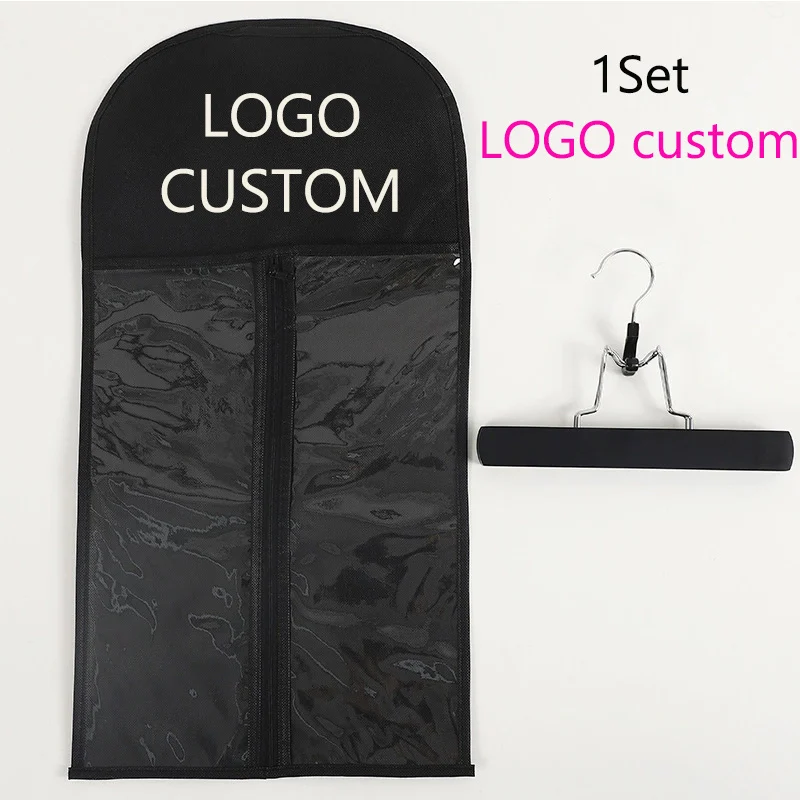 

Portable Wig Storage Bag With Wooden Hanger Personalized Package Suit Case Bag For Human Hair Ponytail Clips Hair Extensions