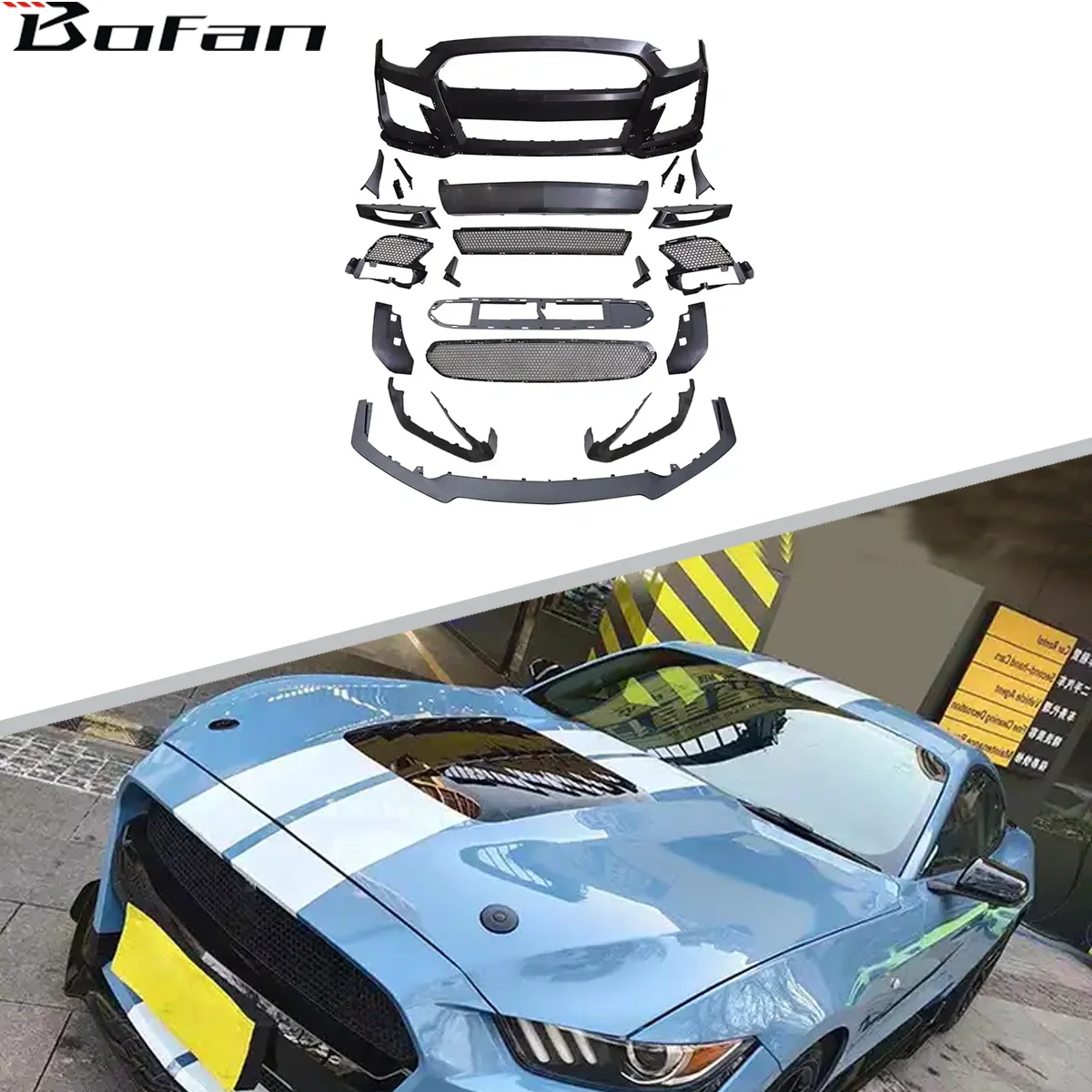 

GT500 Style Shelby Car Bumper Body Kit Front Bumper Lip Grille for Mustang 2015-2017